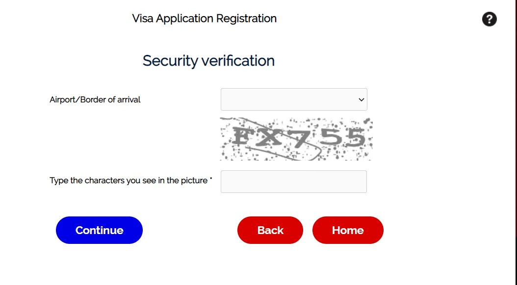 Visa Application Registration