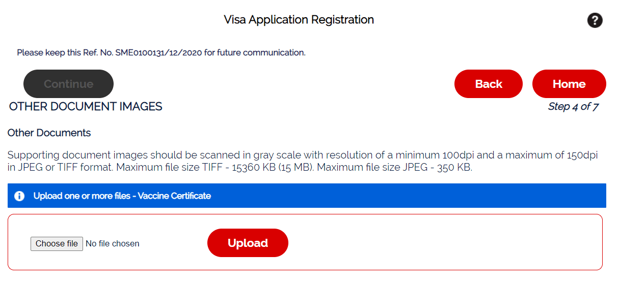 Visa Application Registration
