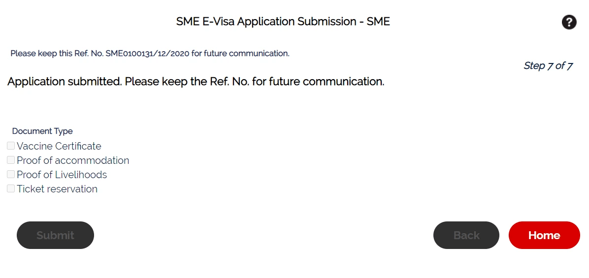 SME E-Visa Application Submission - SME