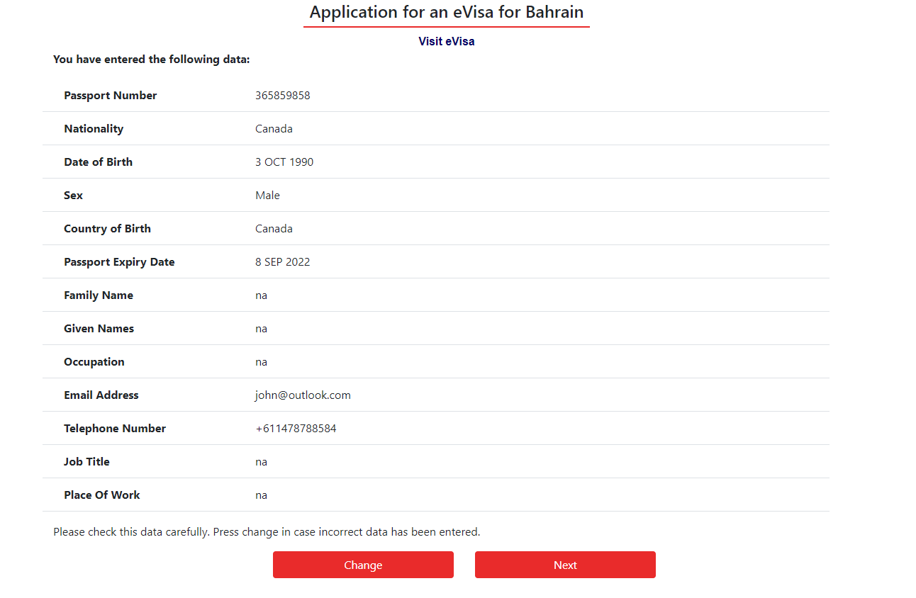 Application for an evisa Bahrain
