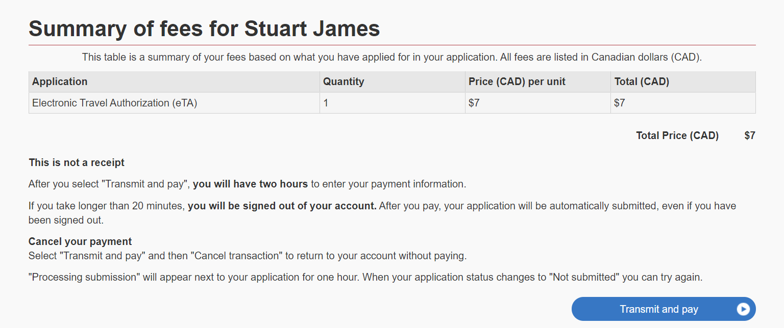 Summary of fees for Stuart James