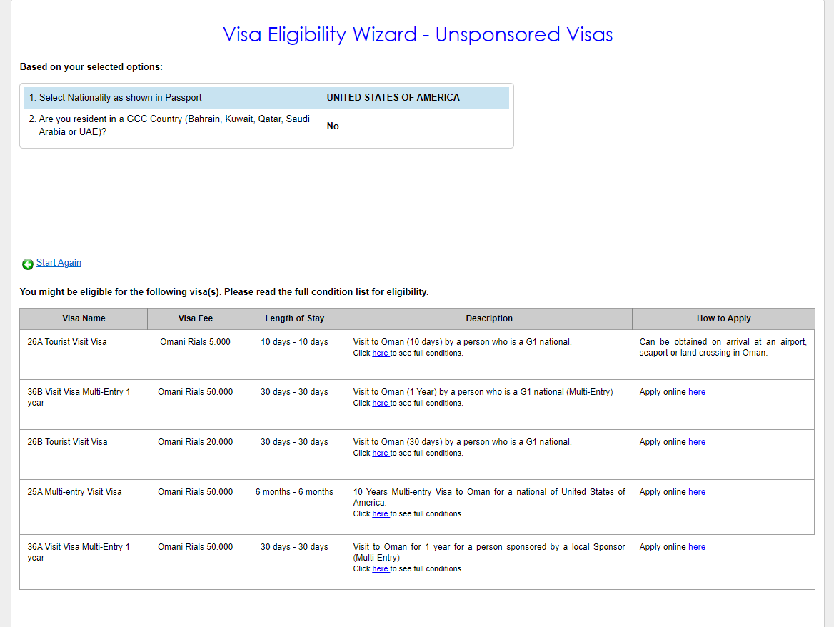 Visa Eligibility Wizard - Unsponsored Visas