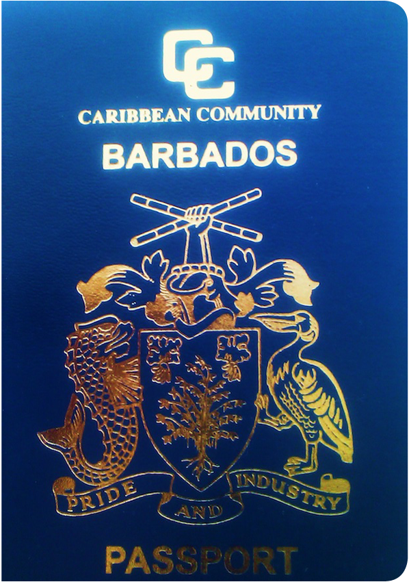 A regular or ordinary Barbados passport - Front side