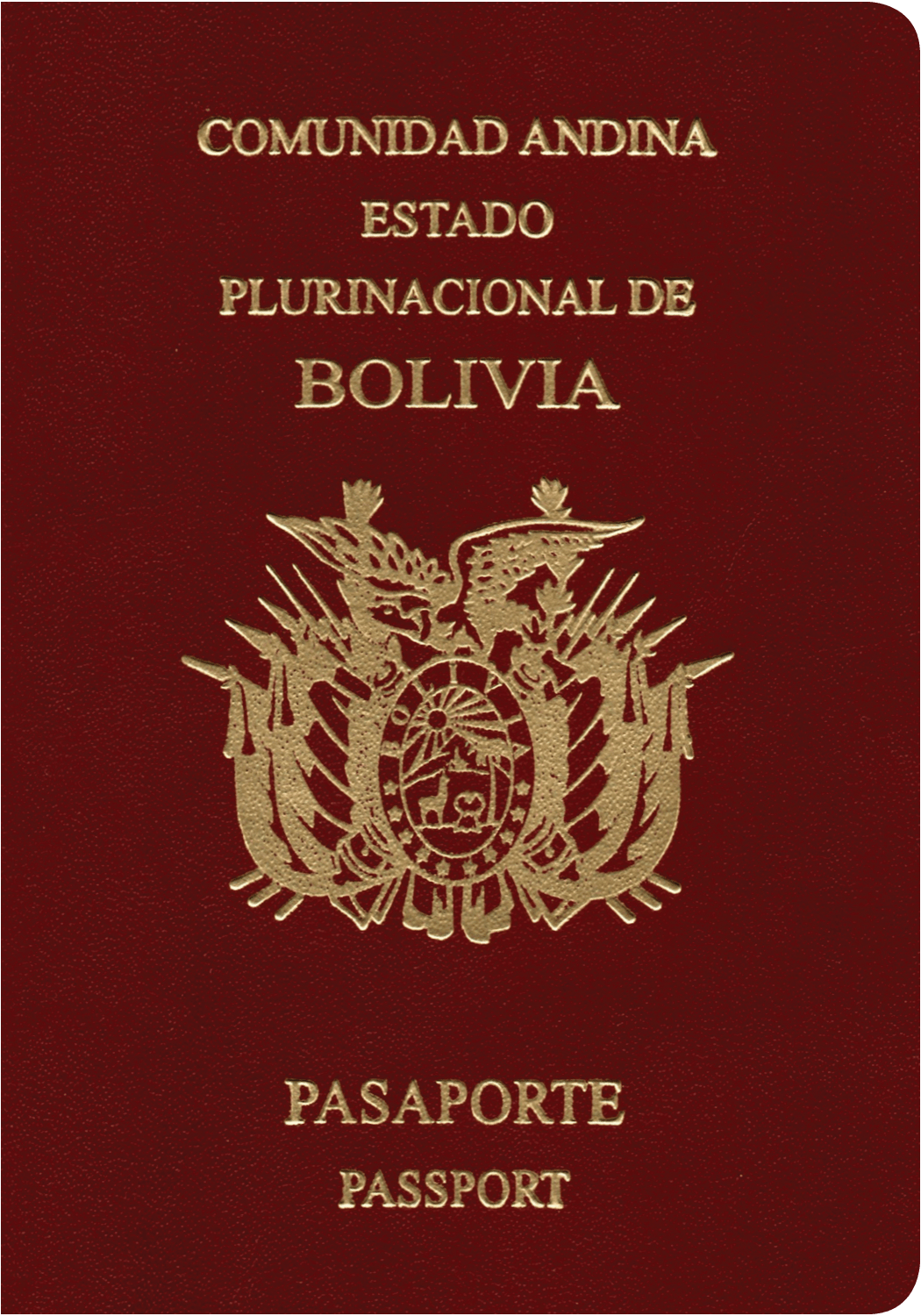 A regular or ordinary Bolivian passport - Front side