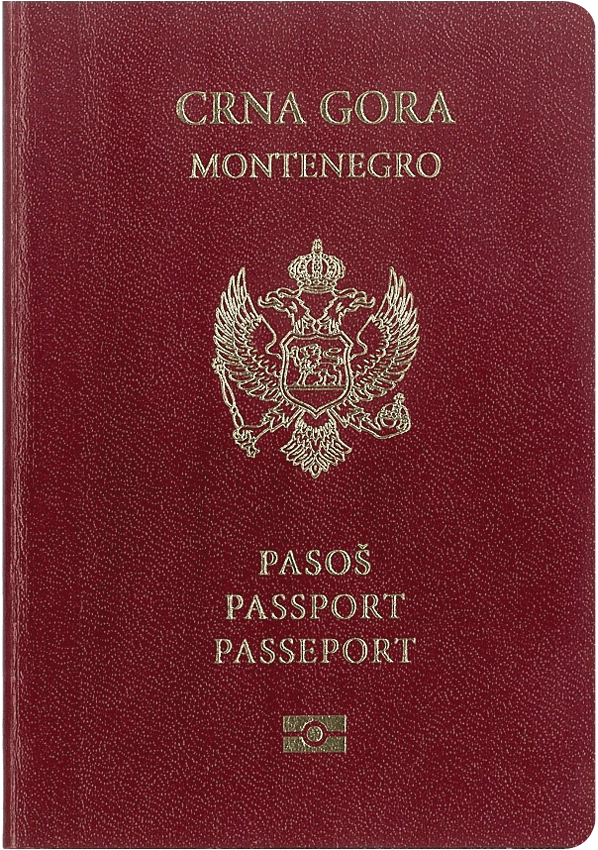 A regular or ordinary Montenegrin passport - Front side