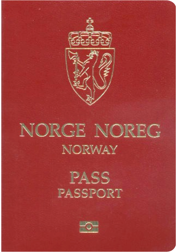 A regular or ordinary Norwegian passport - Front side