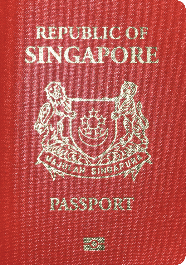 A regular or ordinary Singaporean passport - Front side