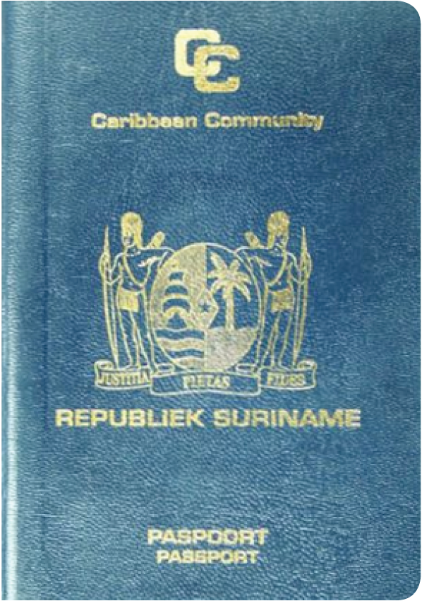 A regular or ordinary Surinamese passport - Front side
