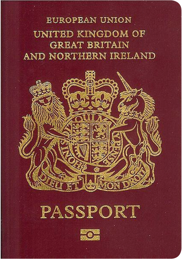 A regular or ordinary united kingdom passport - Front side