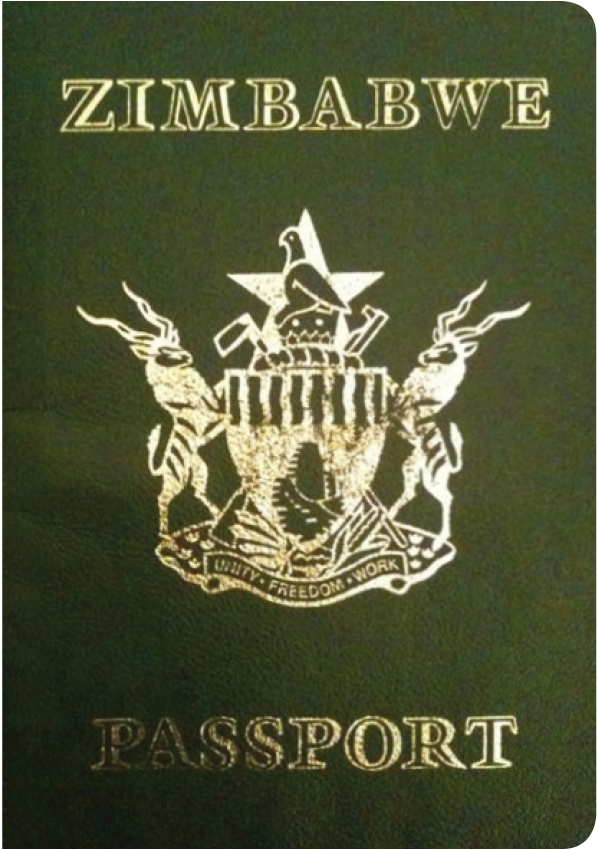 A regular or ordinary Zimbabwean passport - Front side