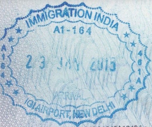 India Immigration Entry Stamp