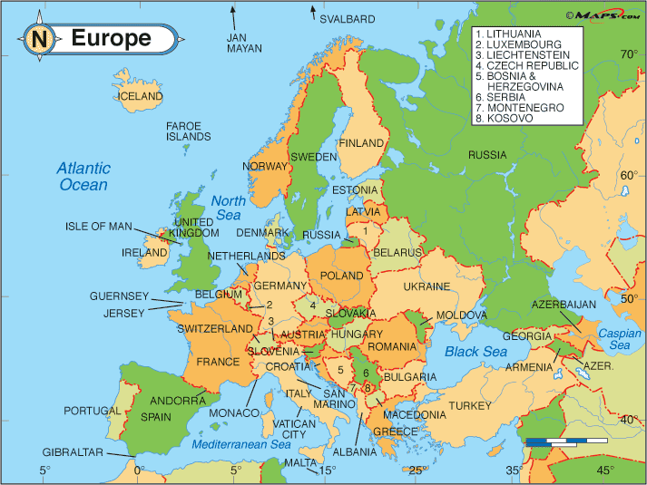 Number of Countries in Europe