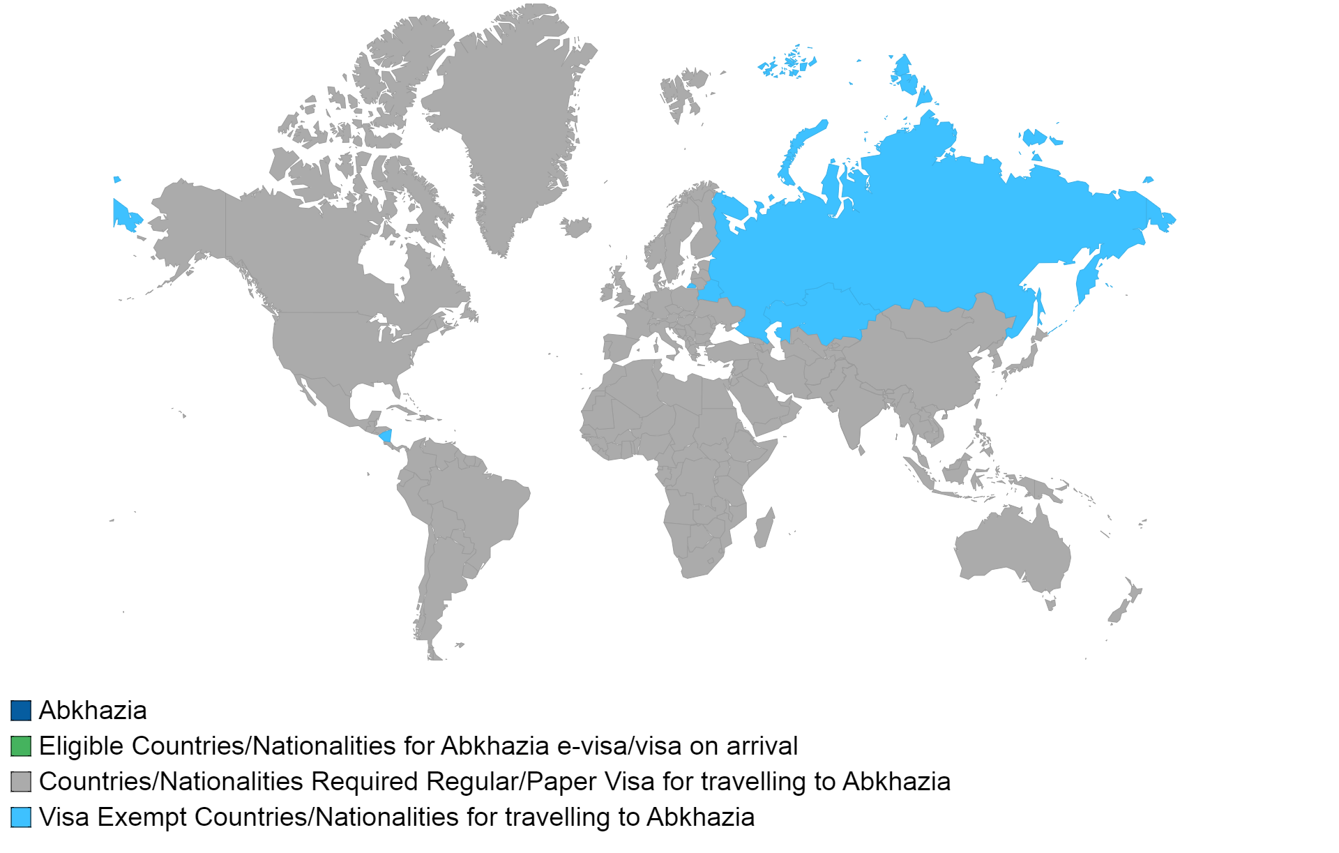 Abkhaz visa policy map.