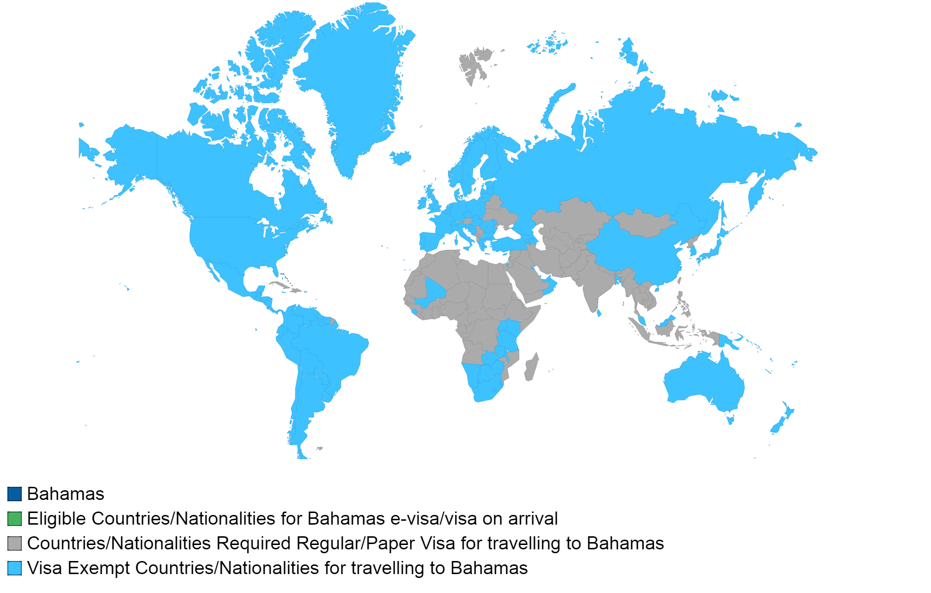 bahamas visa policy map.