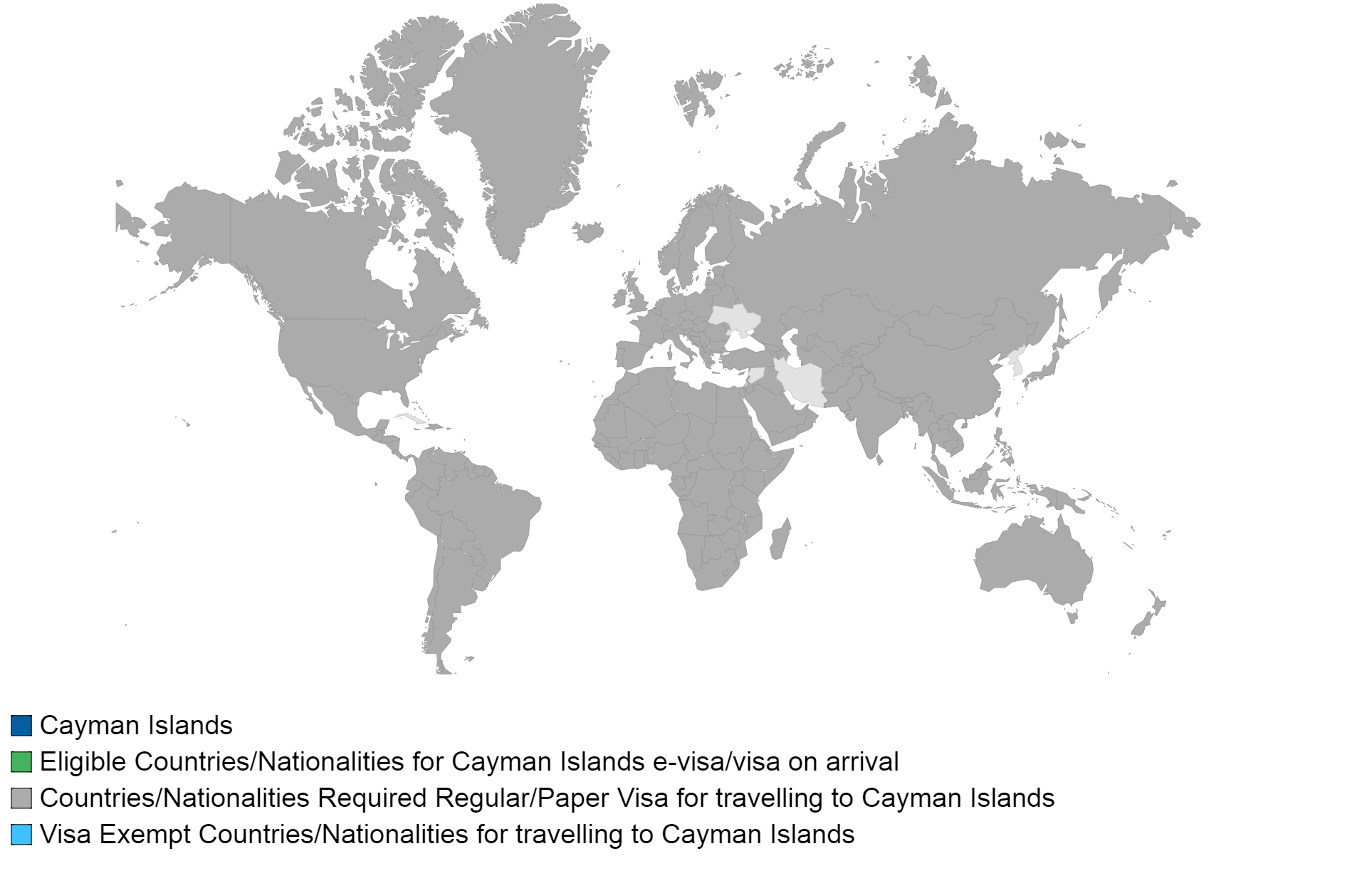 cayman islands visa policy map.