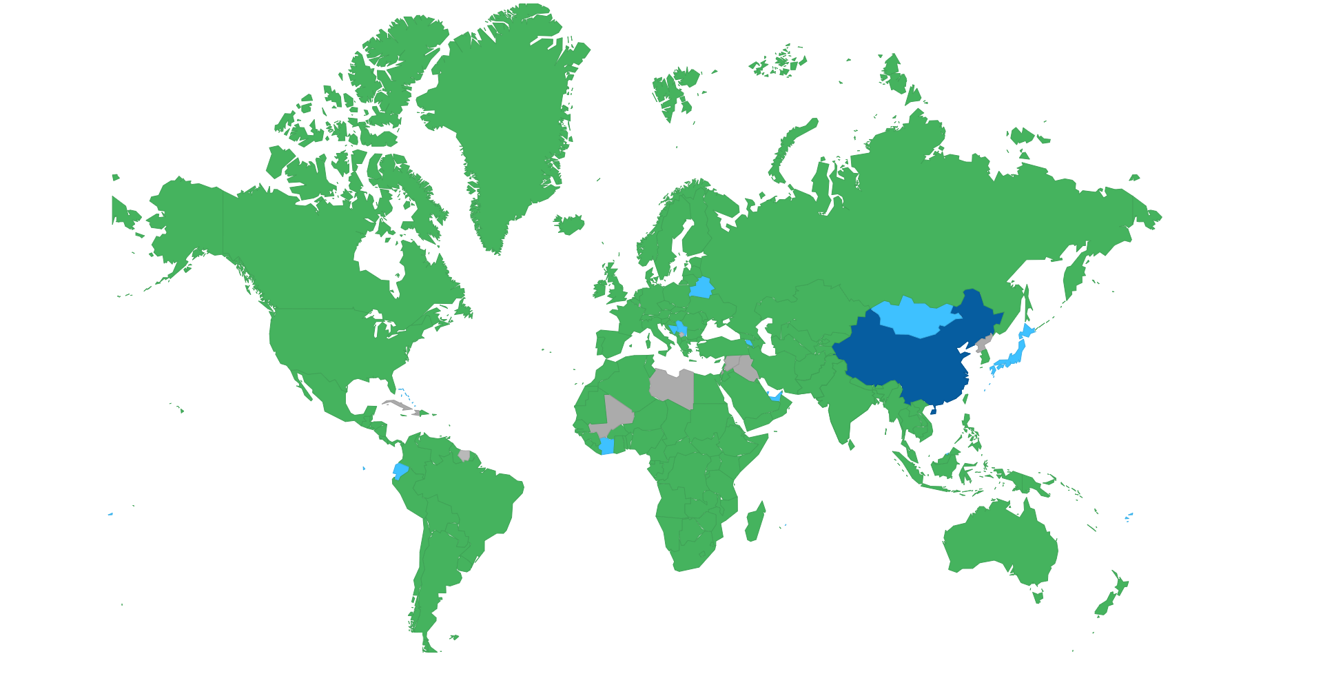 Chinese visa policy map.