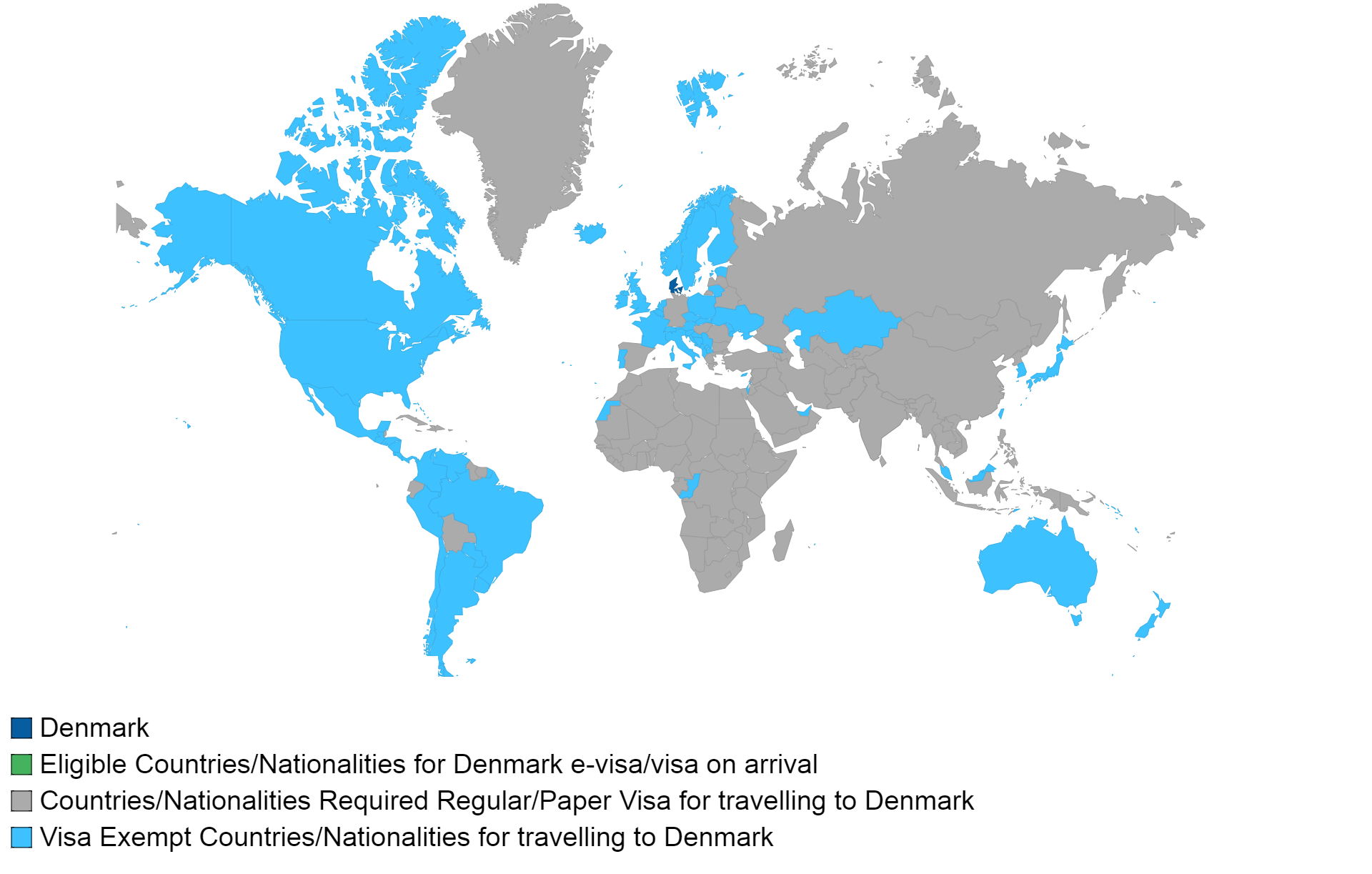 denmark visa policy map.