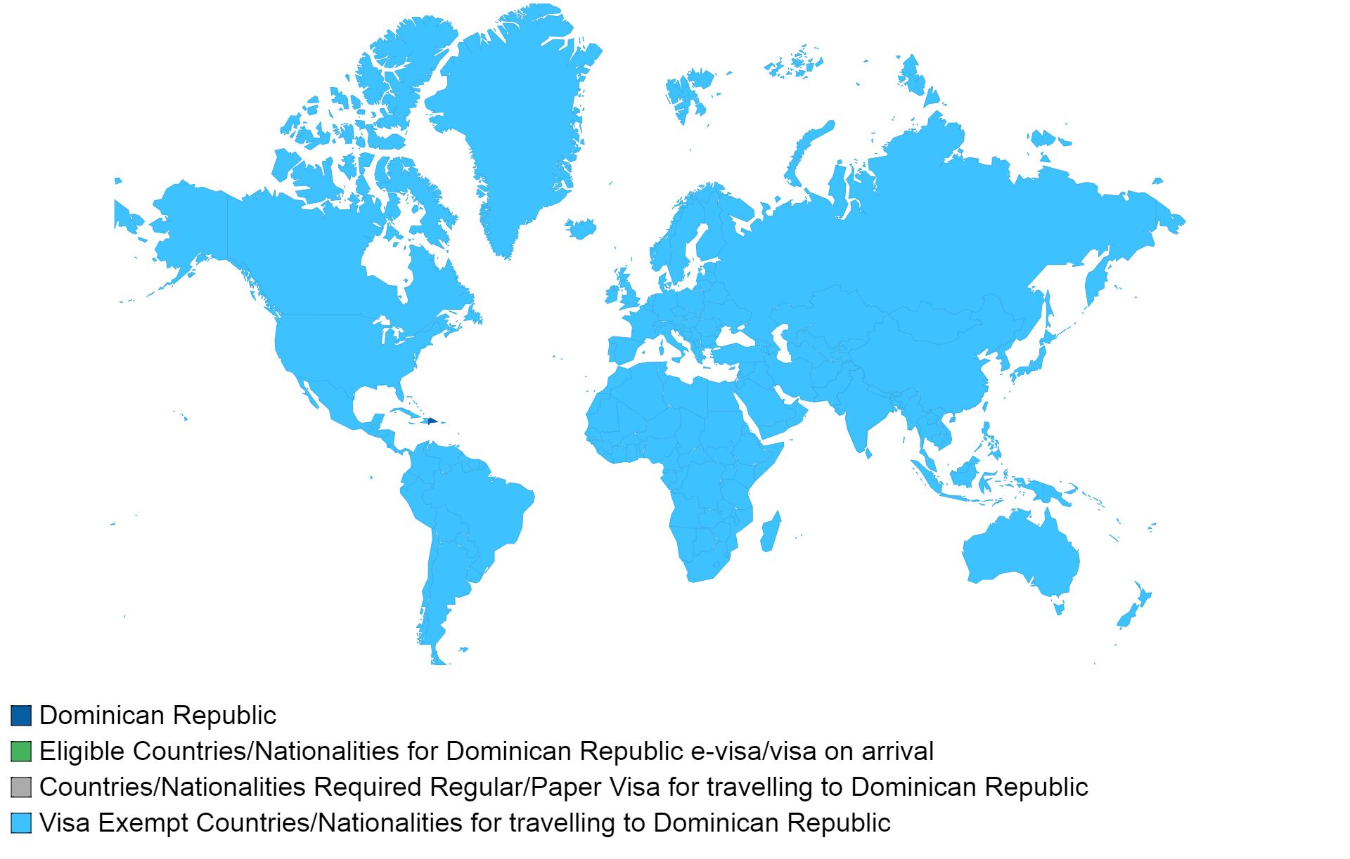 Dominican Republic visa policy map.