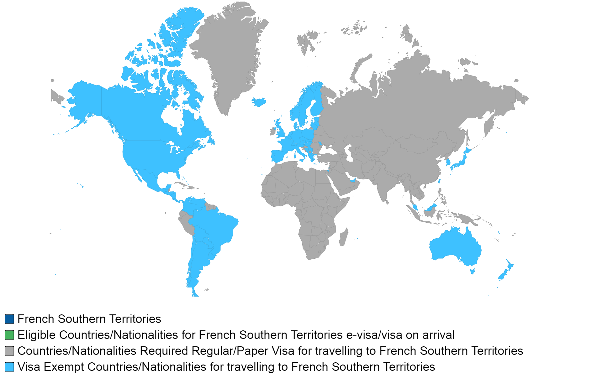 french southern territories visa policy map.