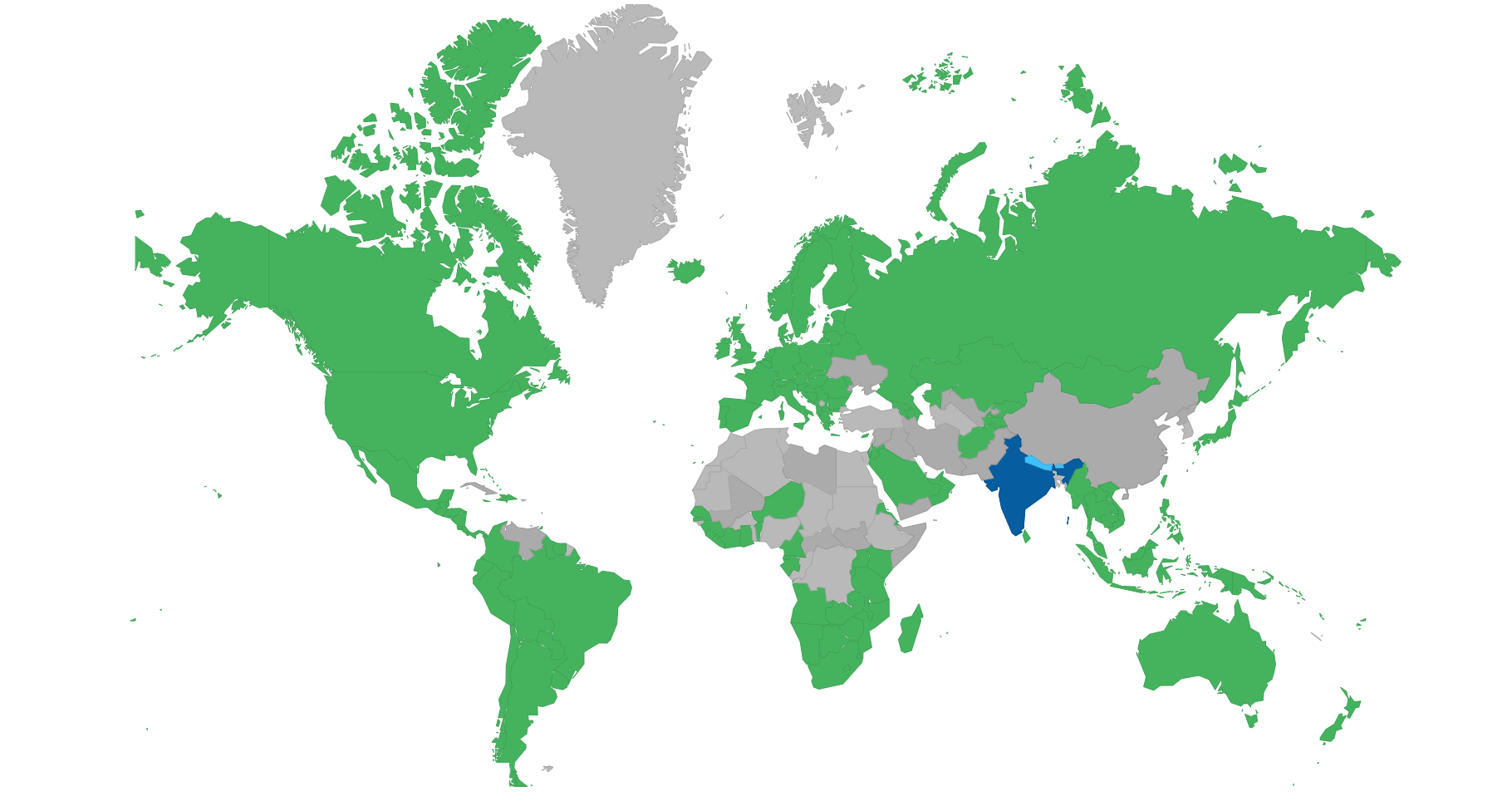 Indian visa policy map.