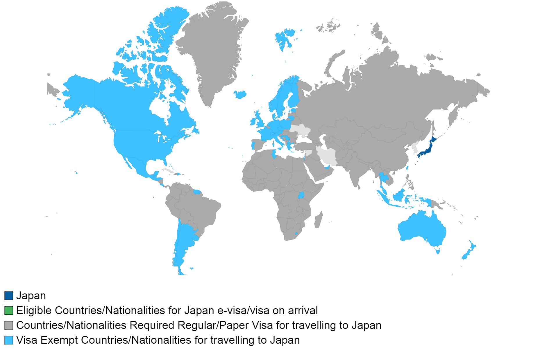 Japanese visa policy map.