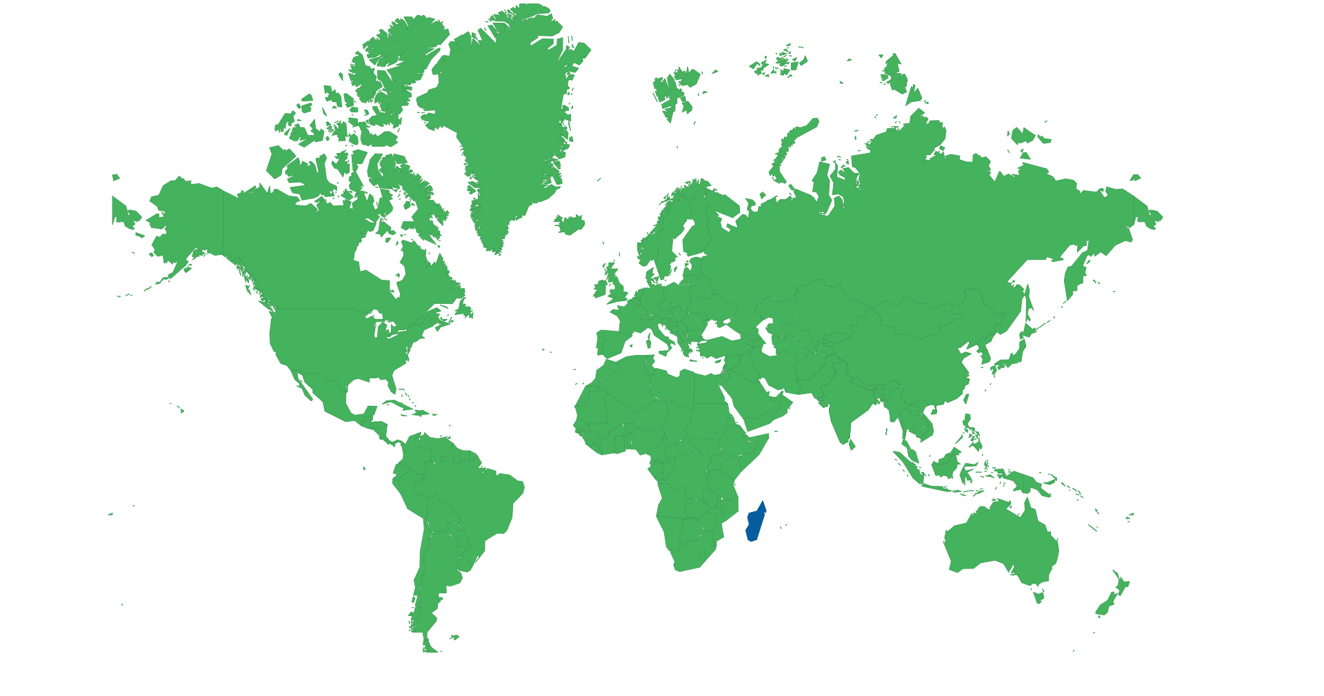 Madagascar visa policy map.