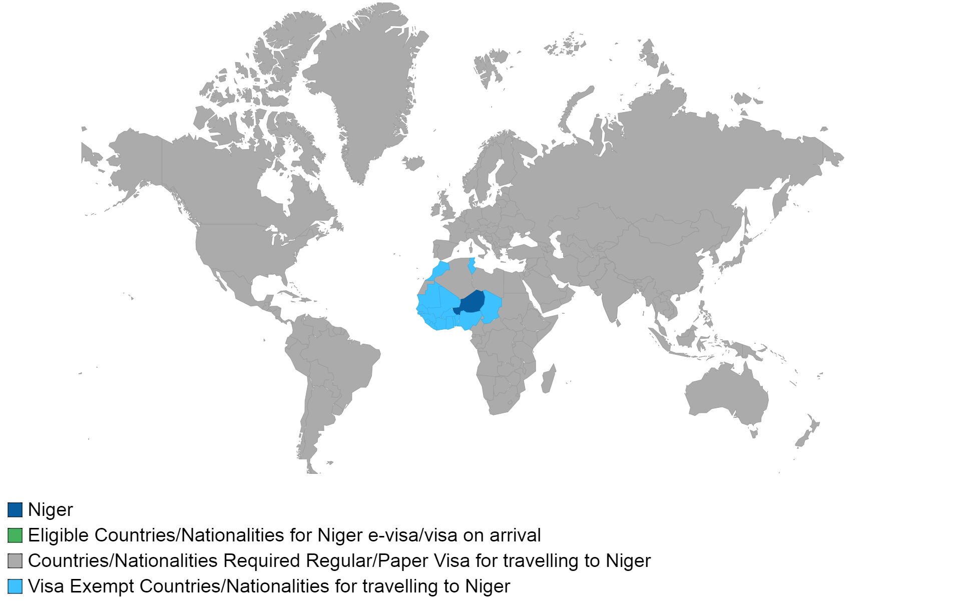 Nigerian visa policy map.