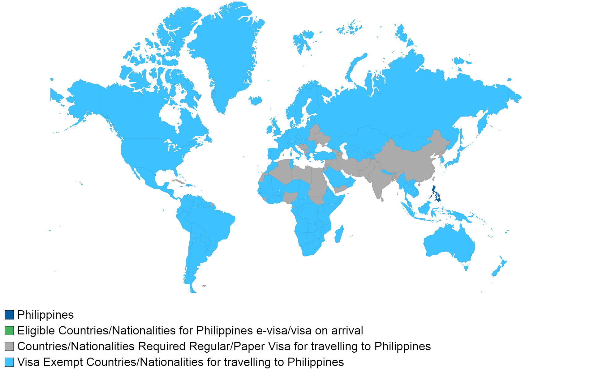Philippine visa policy map.