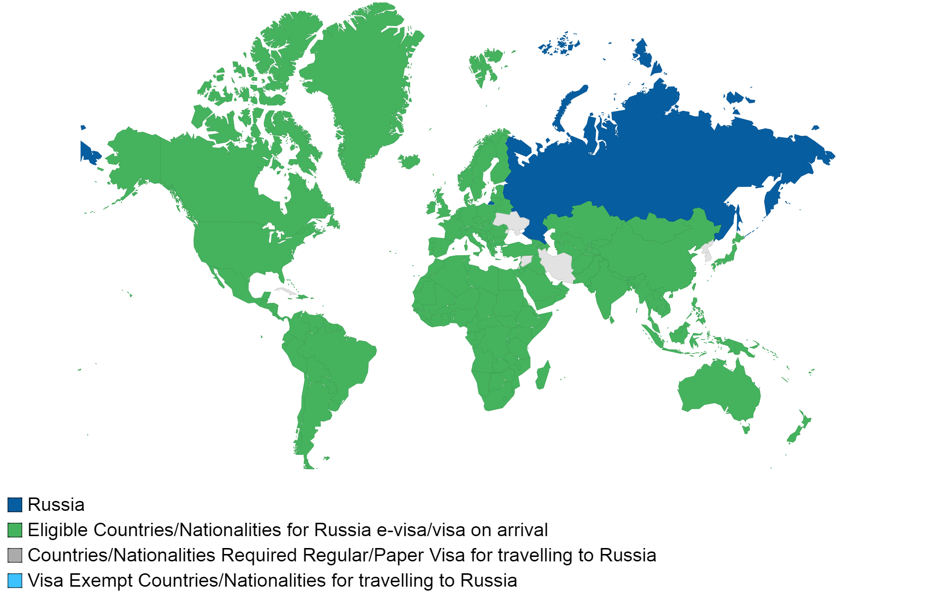 Russian visa policy map.