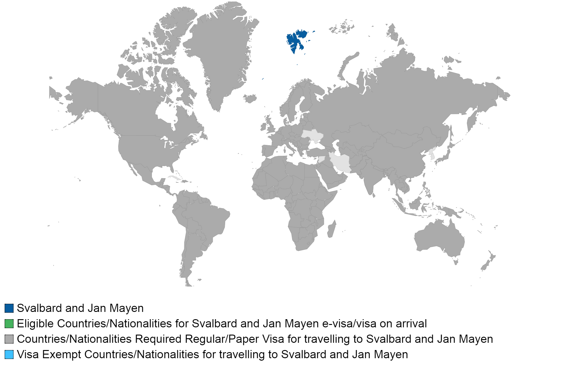 svalbard and jan mayen visa policy map.