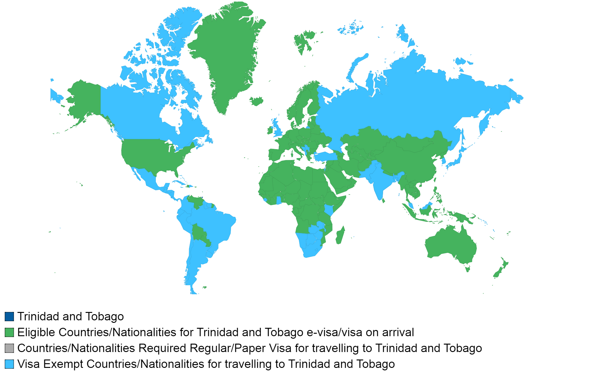 trinidad and tobago visa policy map.